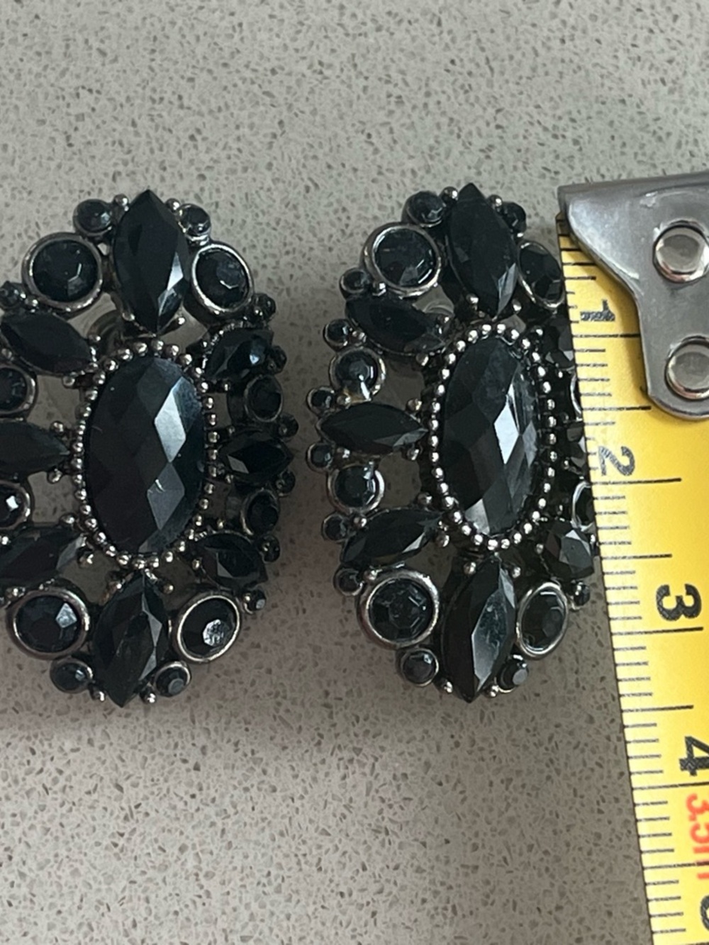 Monet Black Crystal Cluster Stud Earrings - Women Jewelry